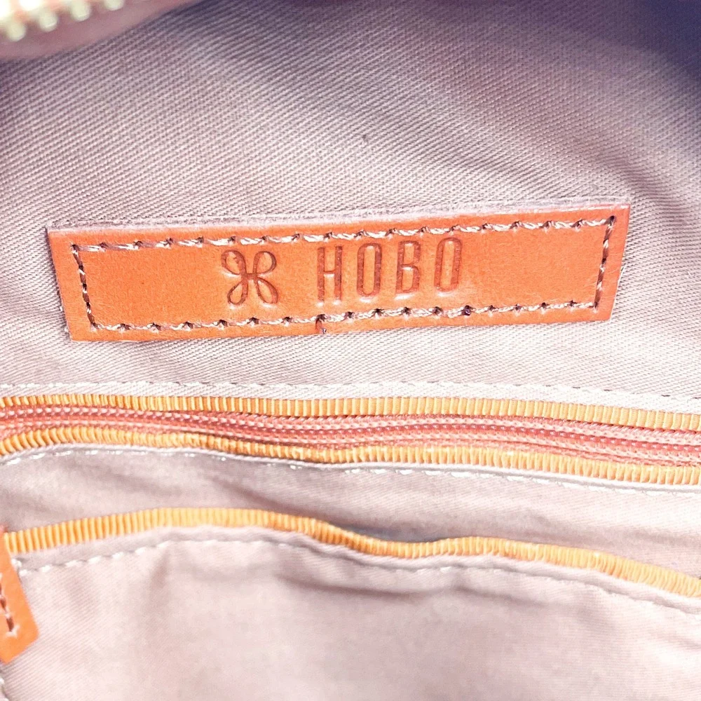 Fern Hobo Sling Bag Pebbled Leather Gold Studded Warm Honey Brown Small‎